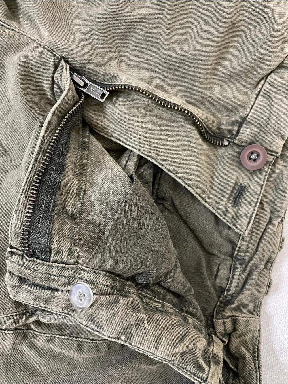 Free People Olive Green Wide-Leg barrel Pants
